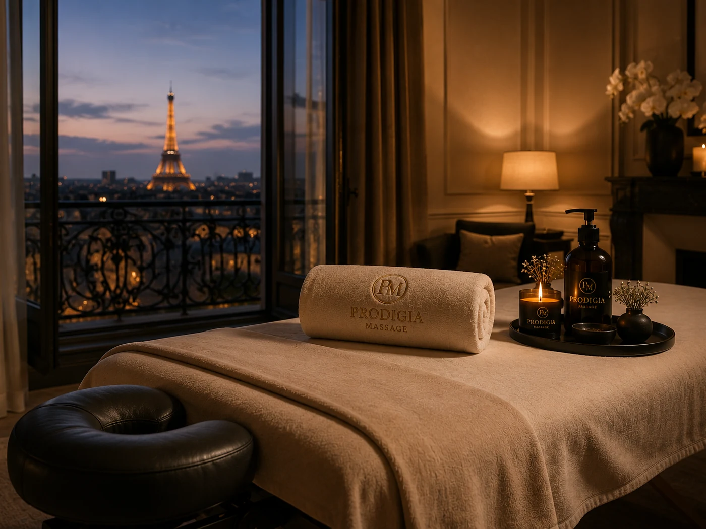 Professional Prodigia massage setup in a premium Parisian interior