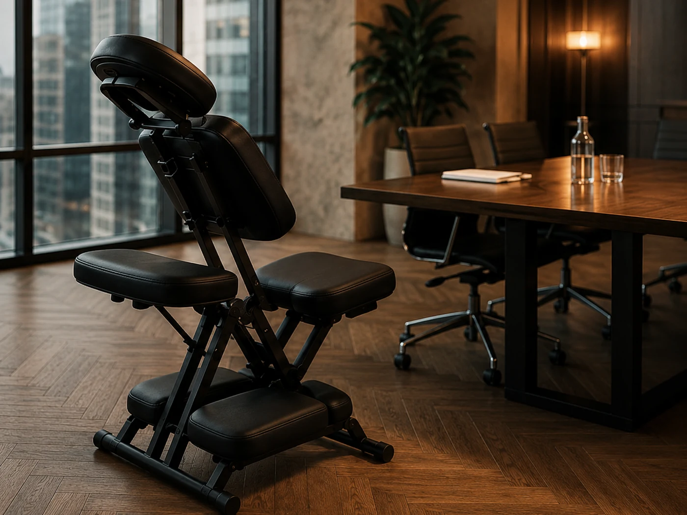 Professional massage chair installed in a Paris office
